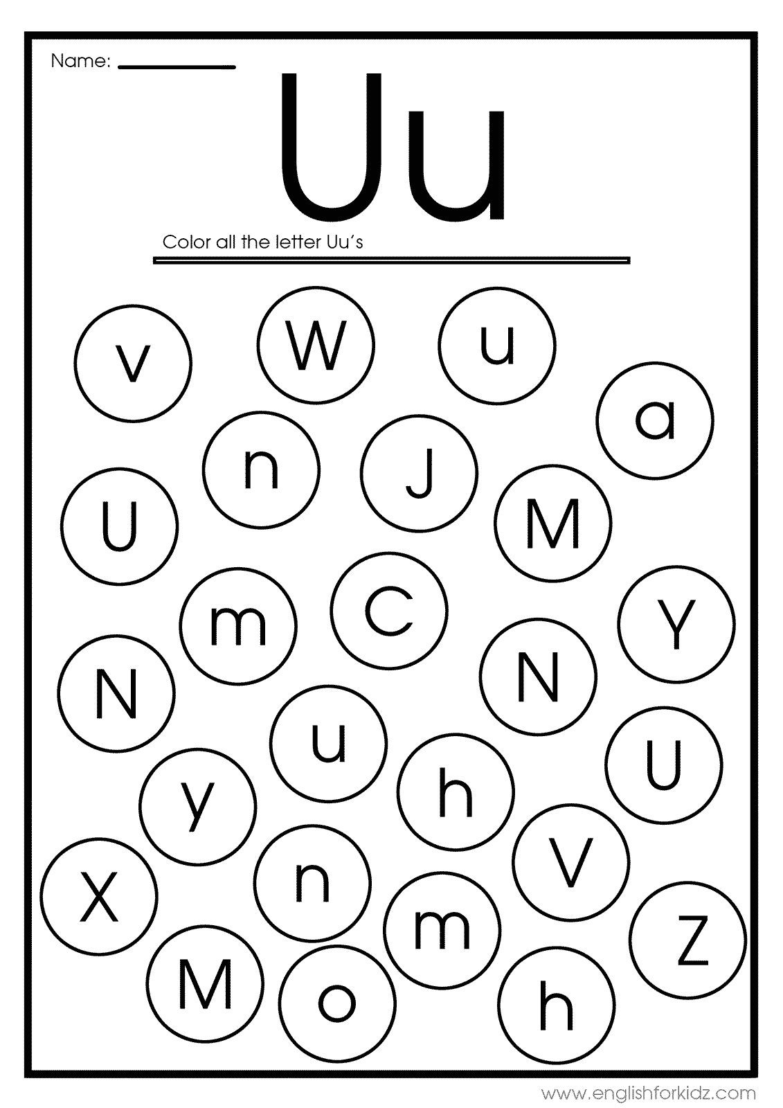 letter u worksheets