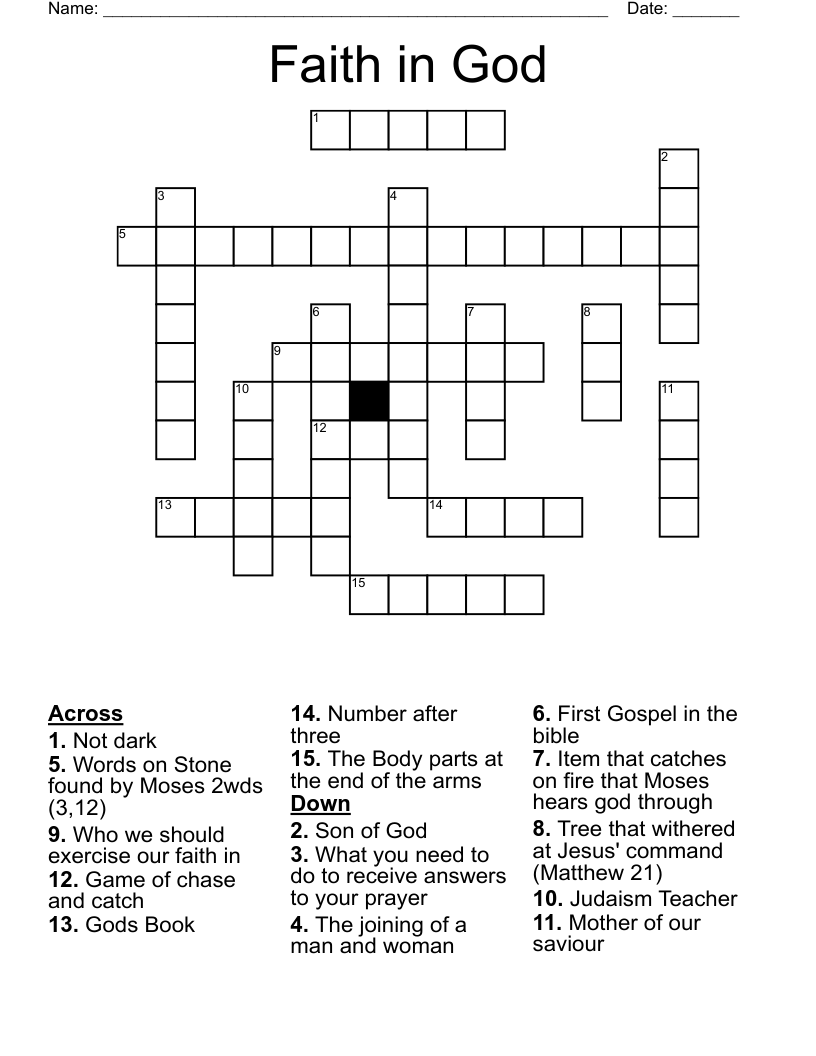 Faith In God Crossword WordMint