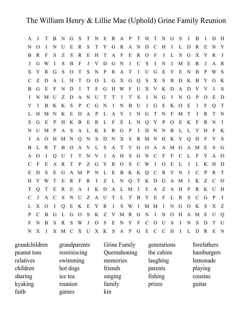Family Reunion Crossword WordMint Family Reunion Crossword WordMint