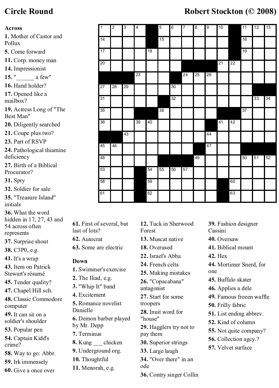 Free Crossword Puzzle 42 Circle Round Beekeeper Crosswords