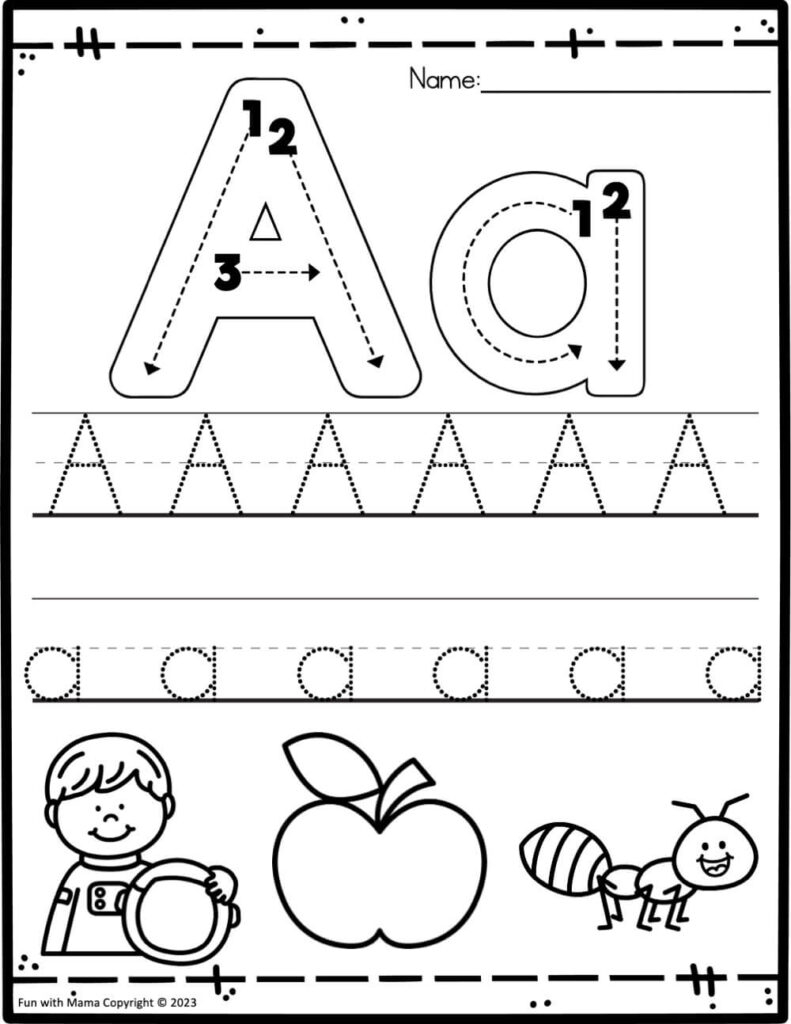 Free Letter A Worksheets For Preschool Kindergarten Fun With Mama Free Letter A Worksheets For Preschool Kindergarten Fun With Mama
