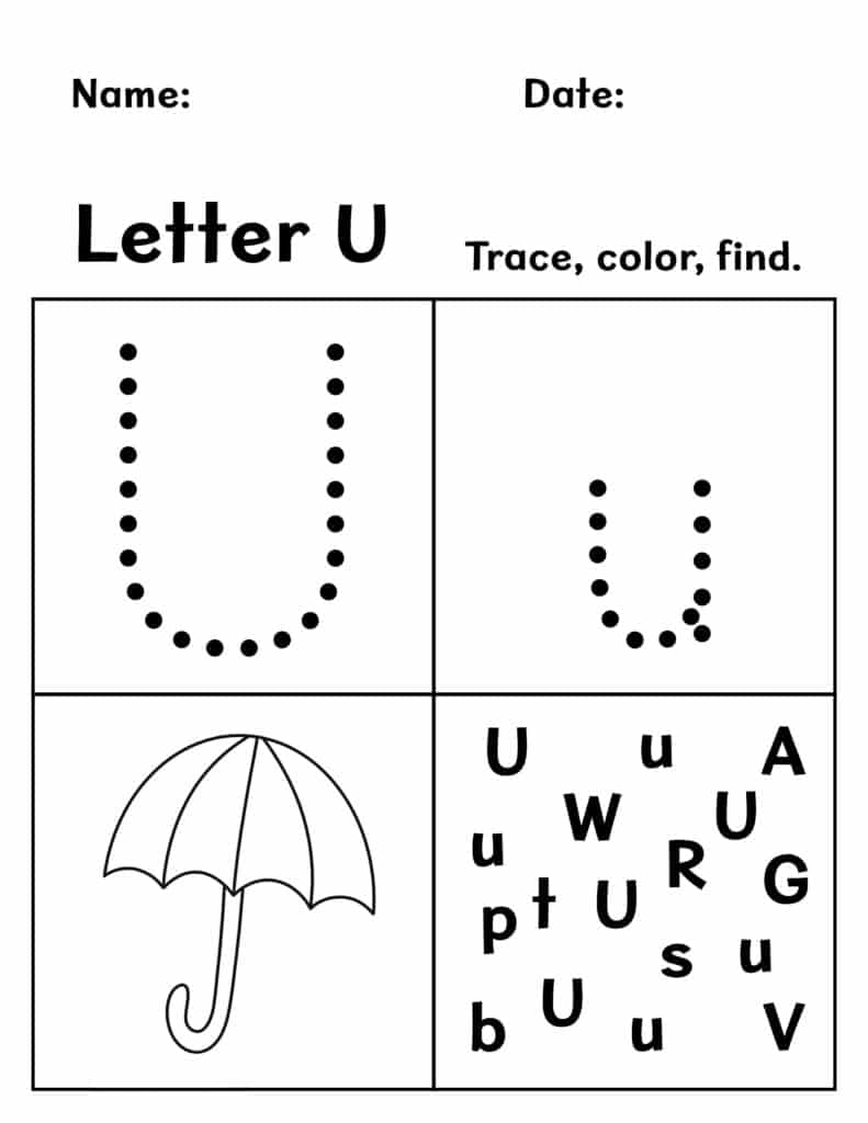 FREE Letter U Worksheets For Preschool The Hollydog Blog