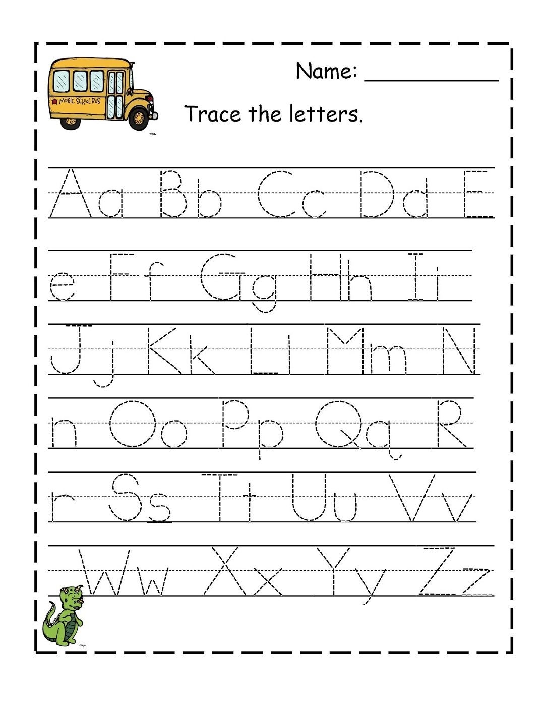 tracing the alphabet for preschoolers