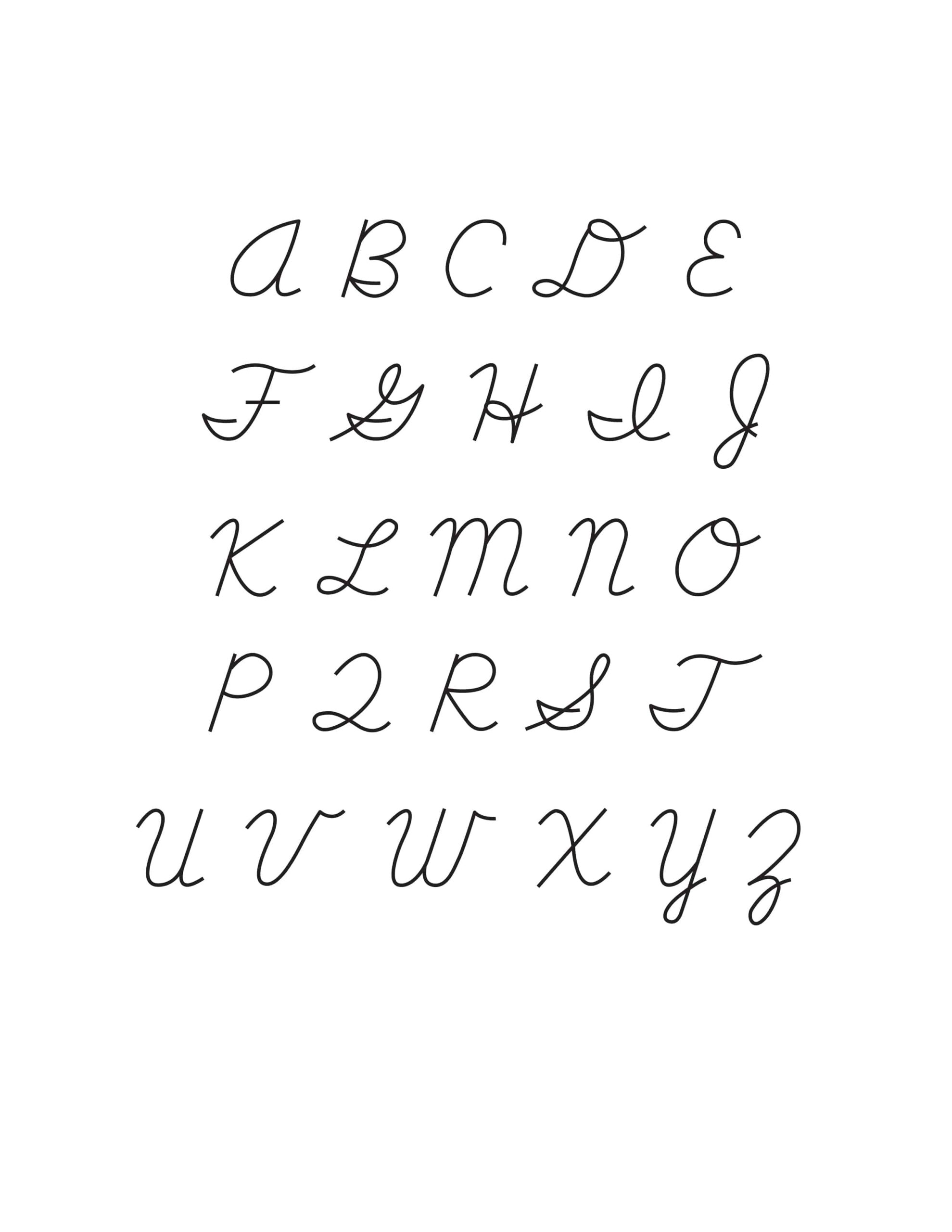 cursive handwriting alphabet