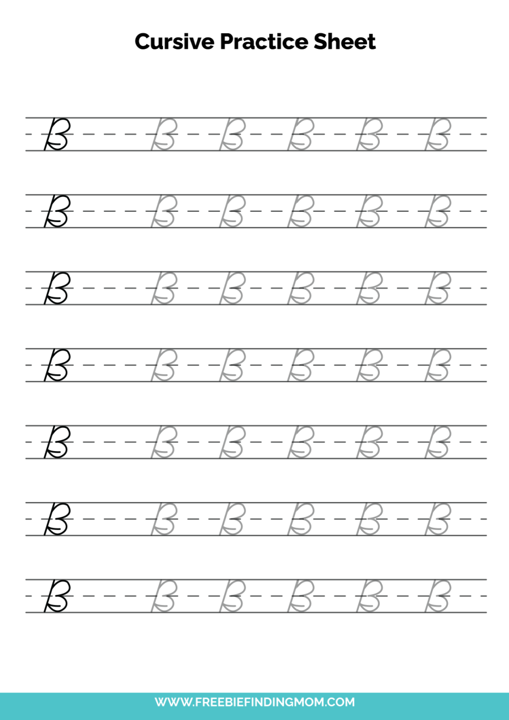 Free Printable Cursive Alphabet Practice Sheets Capital B