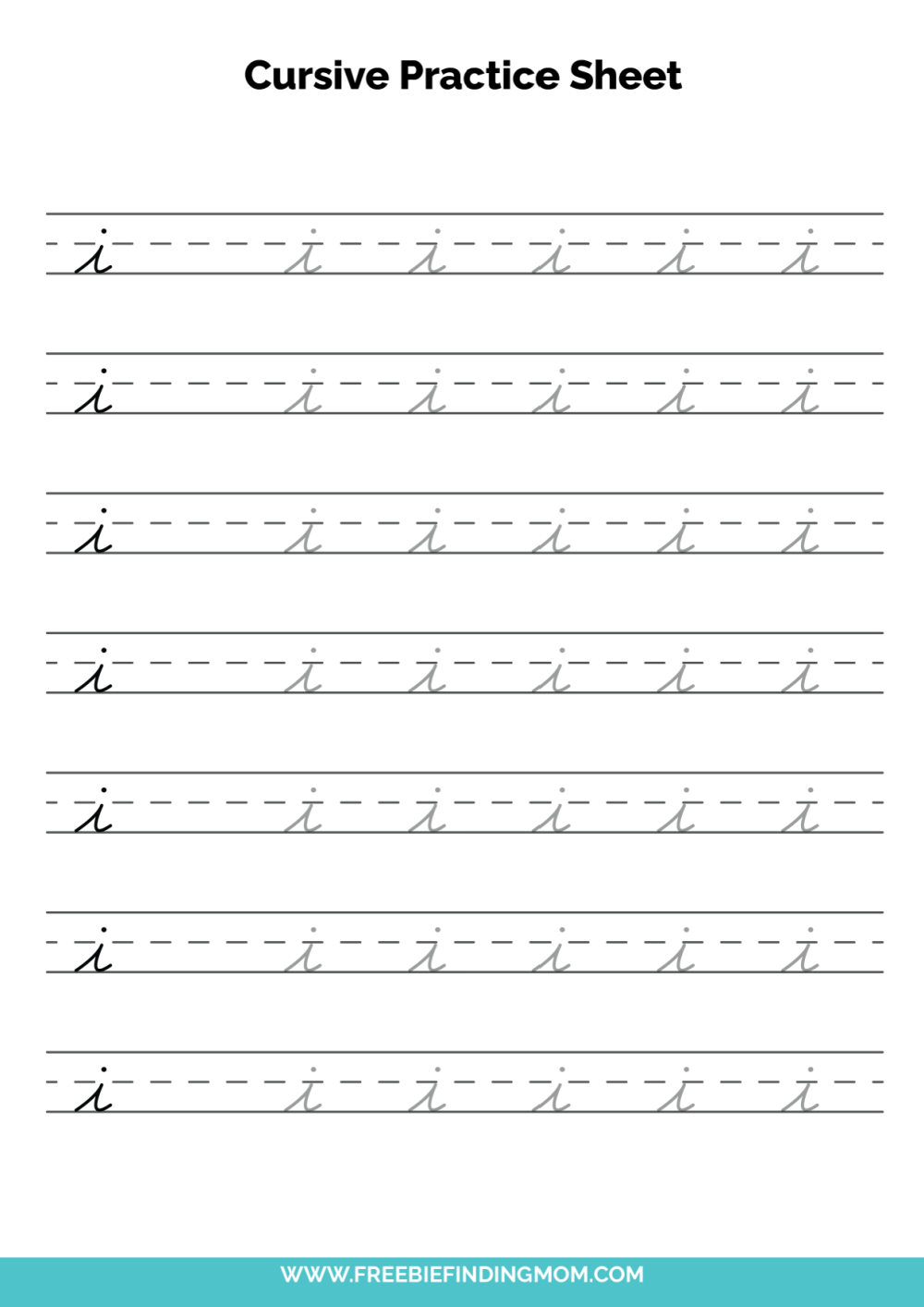 Free Printable Cursive Alphabet Practice Sheets Lowercase I