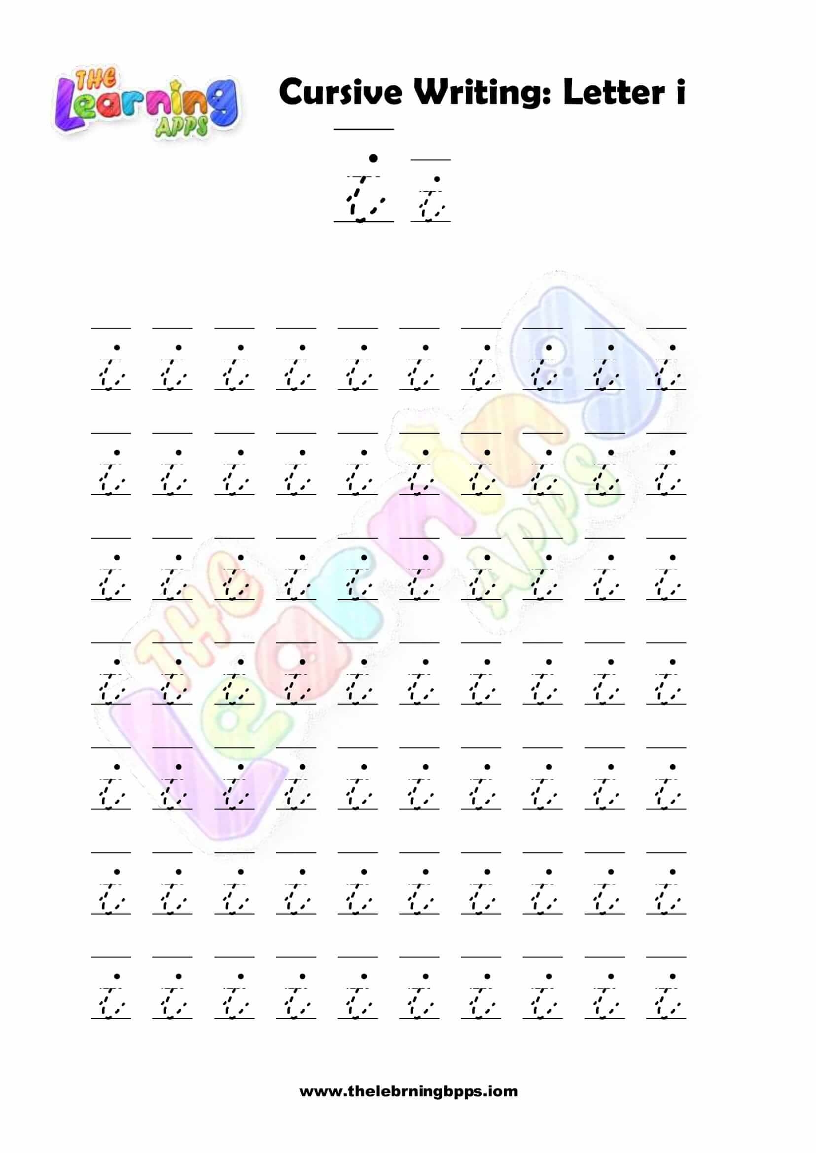 Free Printable Cursive Letter I Writing Grade 1 Worksheets