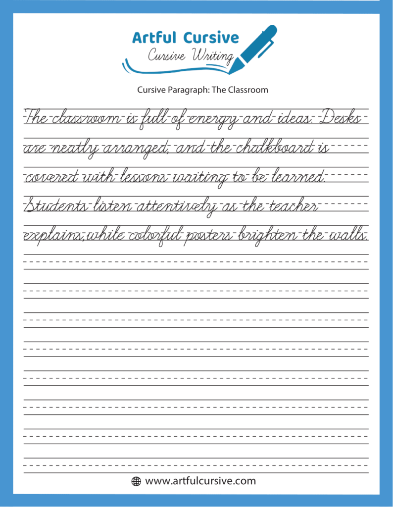 Free Printable Cursive Paragraph Writing Worksheets