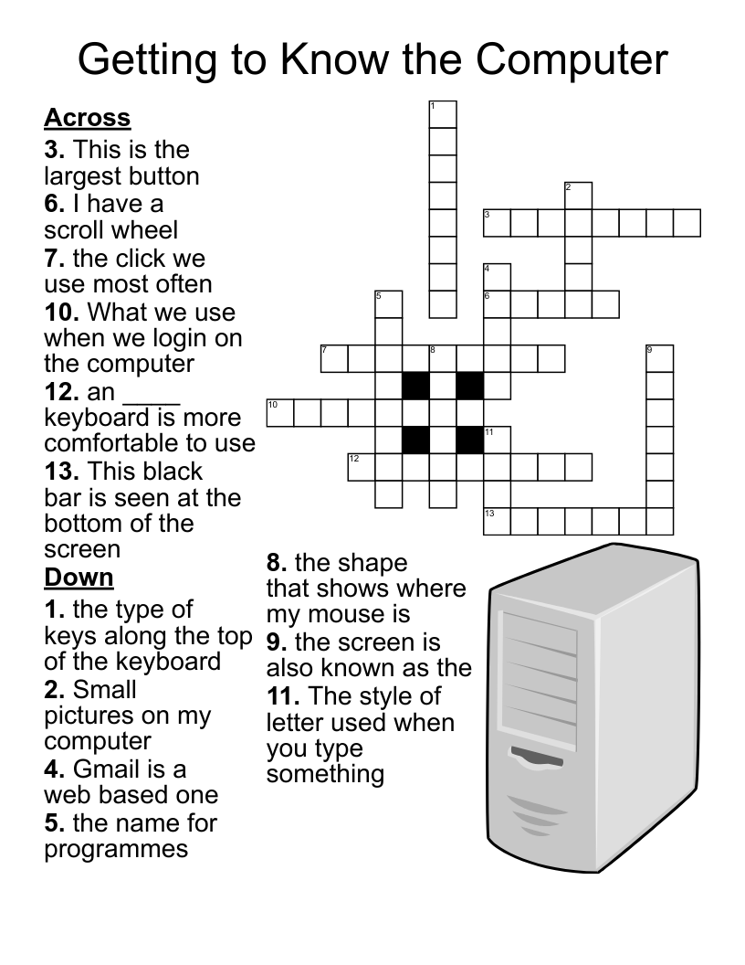 Getting To Know The Computer Crossword WordMint Getting To Know The Computer Crossword WordMint