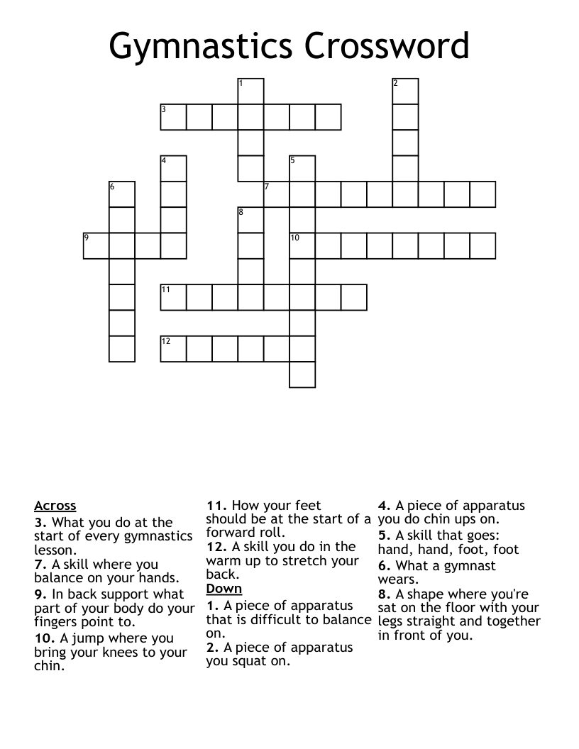 Gymnastics Crossword WordMint