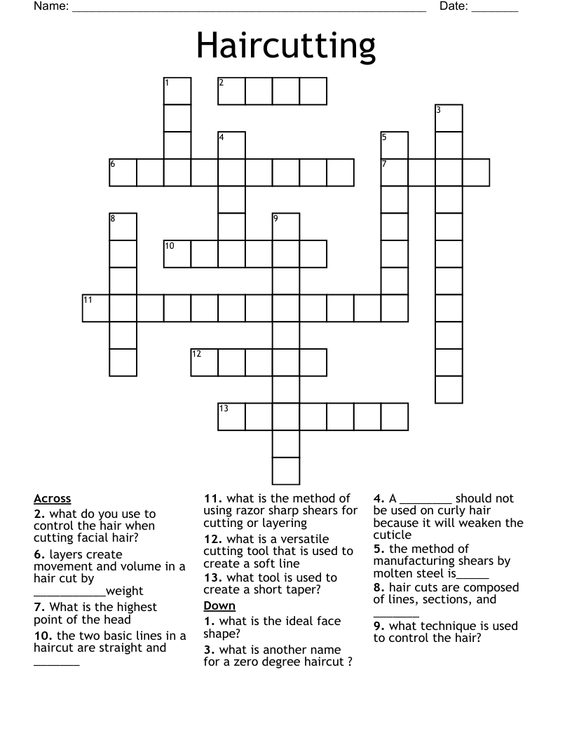 Haircutting Crossword WordMint Haircutting Crossword WordMint