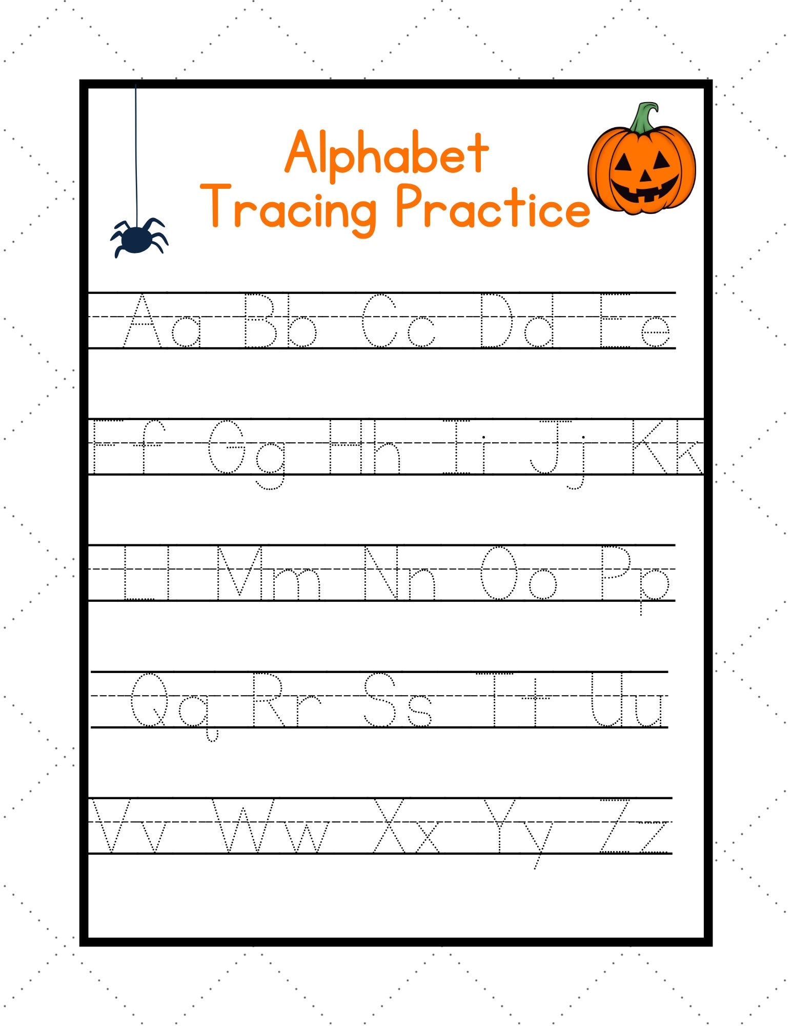 Halloween Alphabet Tracing Worksheets A Z ABC Tracing Worksheet Handwriting ABC Tracing Printable abc Worksheet Etsy