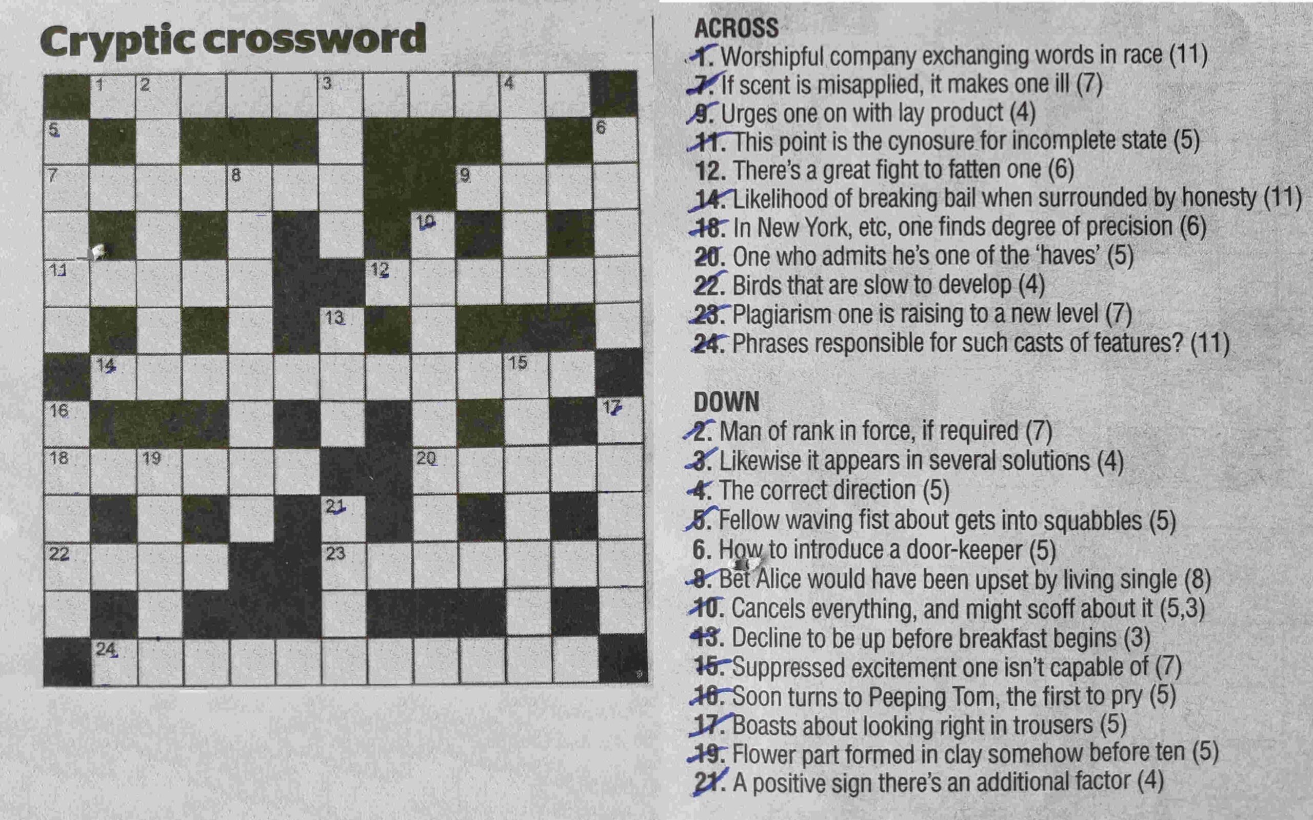 surrounded by crossword clue