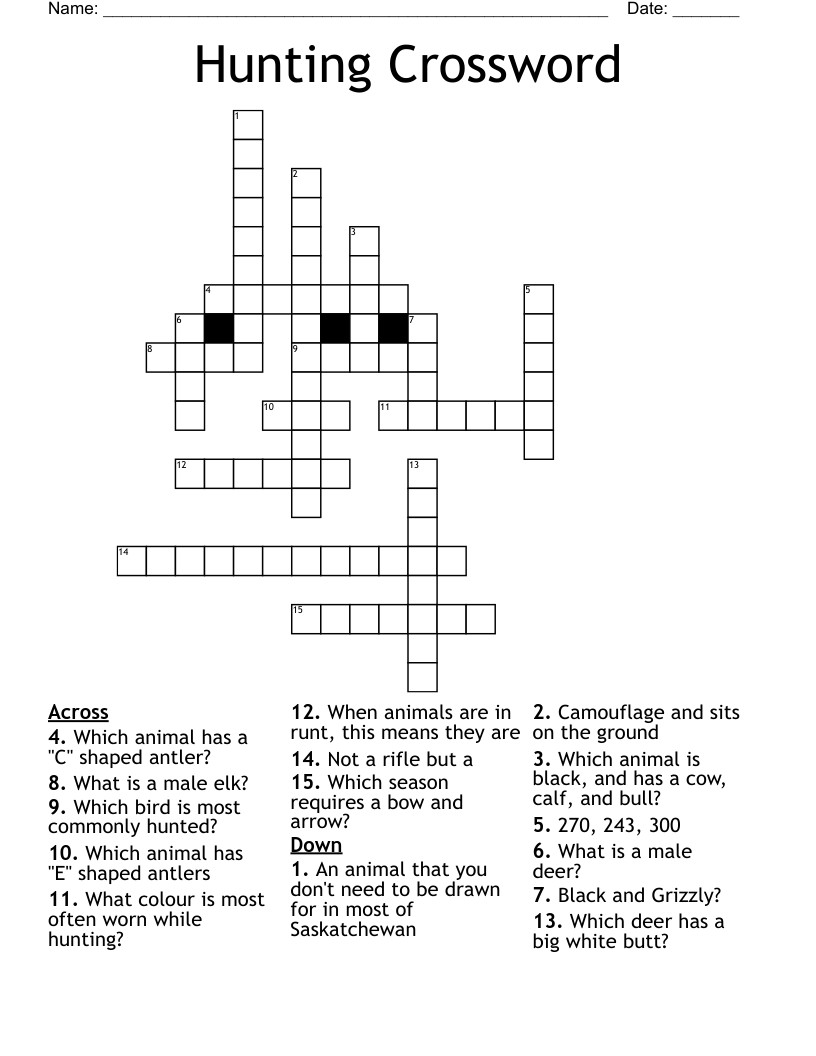 Hunting Crossword WordMint