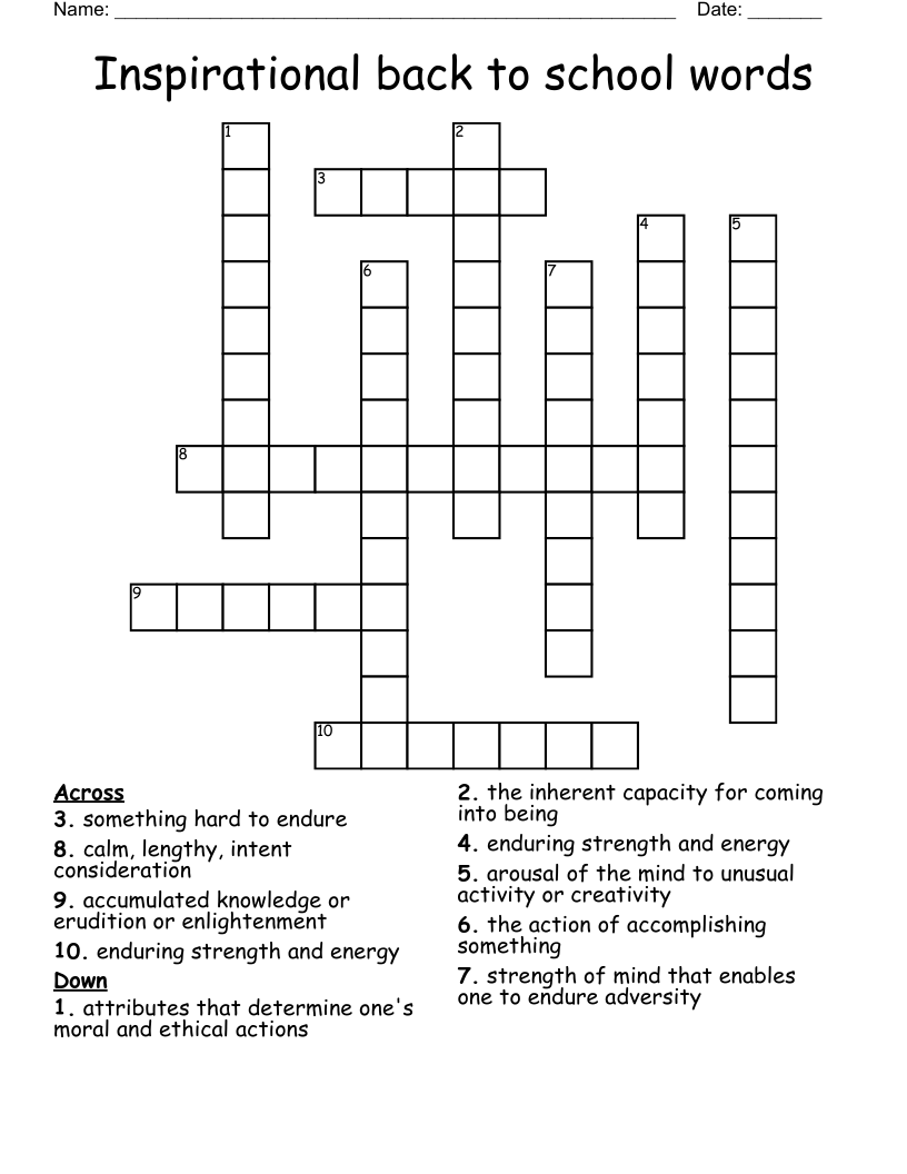 Inspirational Back To School Words Crossword WordMint Inspirational Back To School Words Crossword WordMint