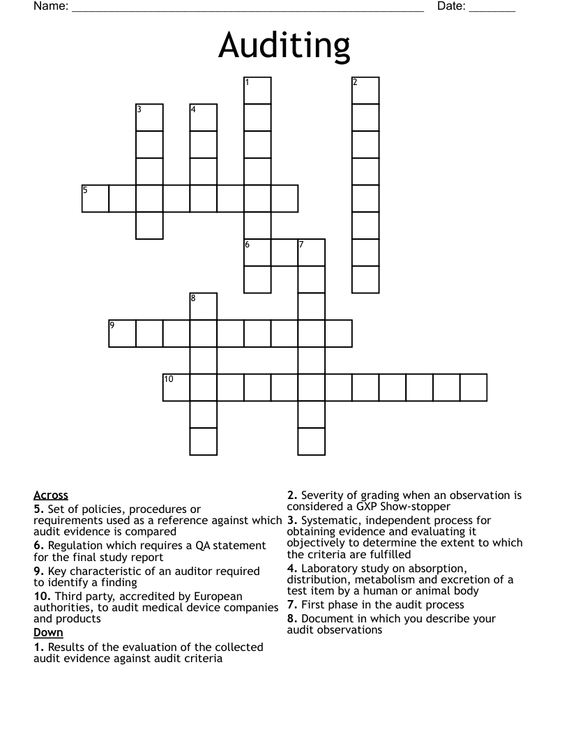 ISO 19011 Crossword WordMint ISO 19011 Crossword WordMint
