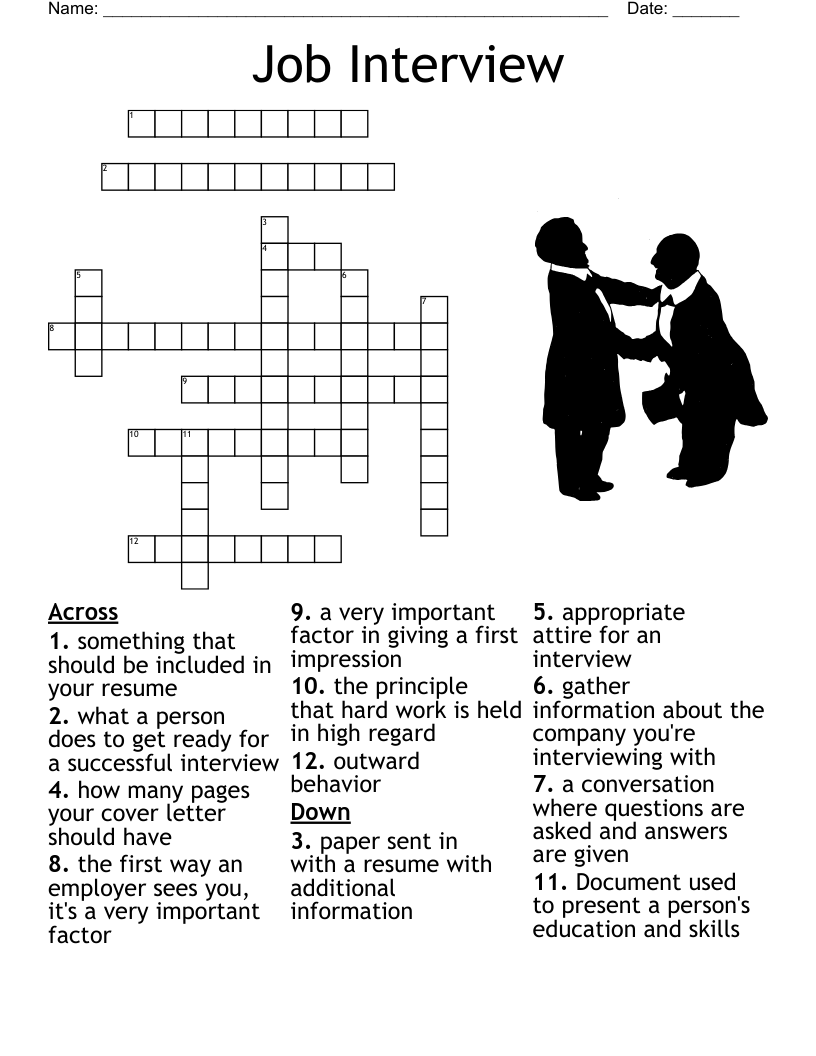 Job Interview Crossword WordMint