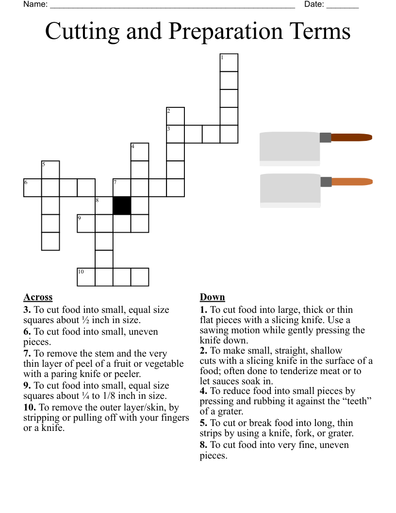 Knives And Cut Crossword WordMint