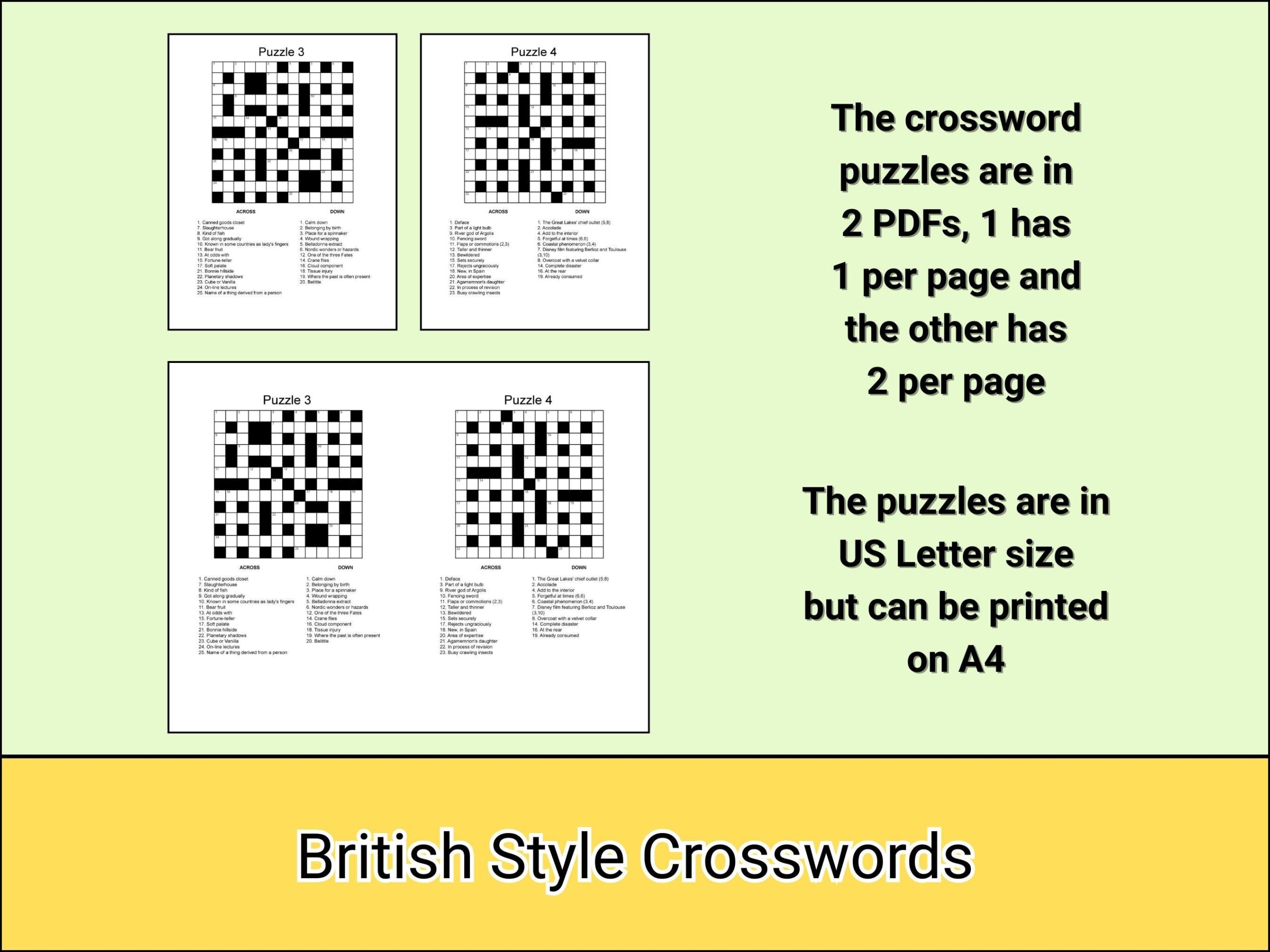 Large Print Crossword Puzzles For Adults 50 Brain Teasers PDF Download Etsy