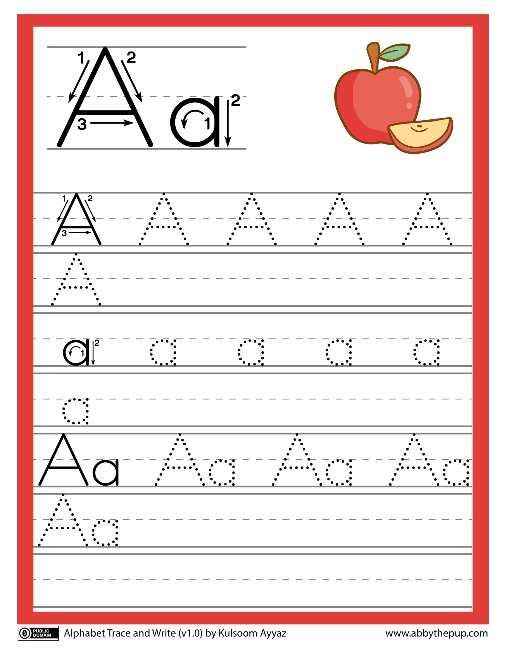 Letter A Alphabet Trace And Write Worksheet Free Printable Worksheets