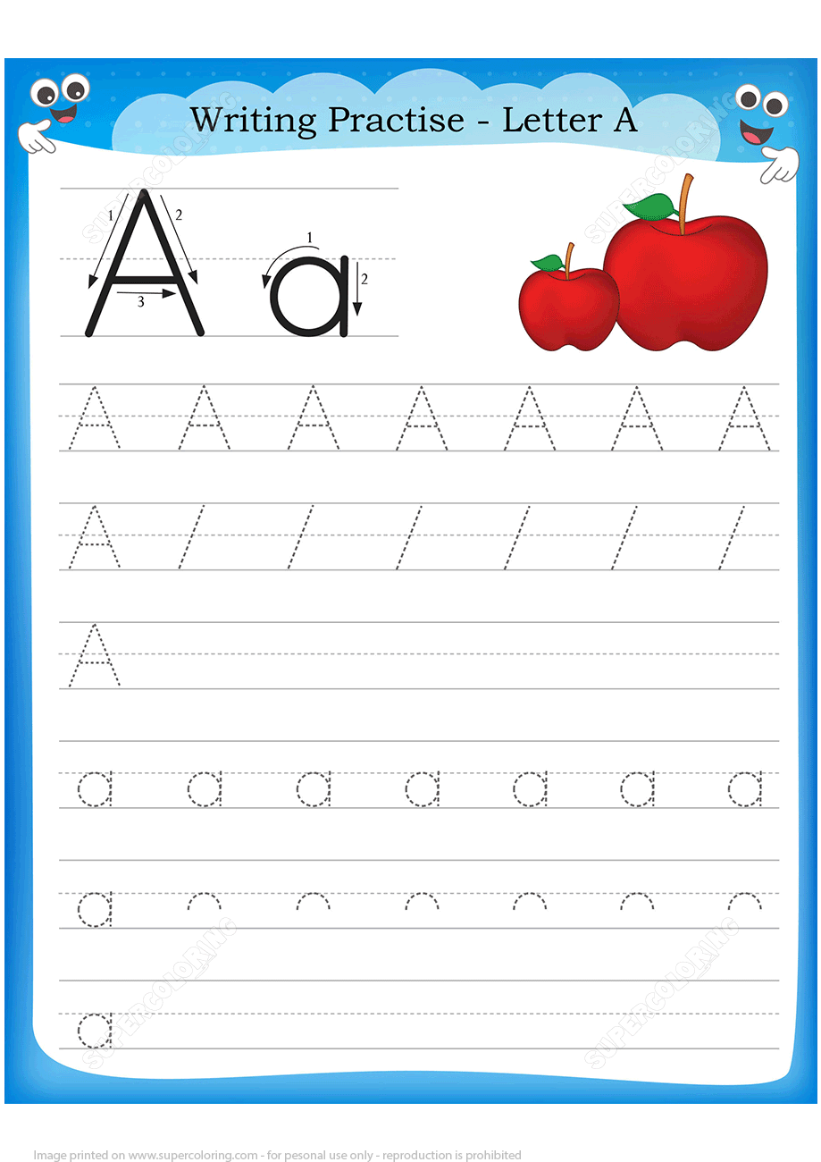 letter a practice sheets