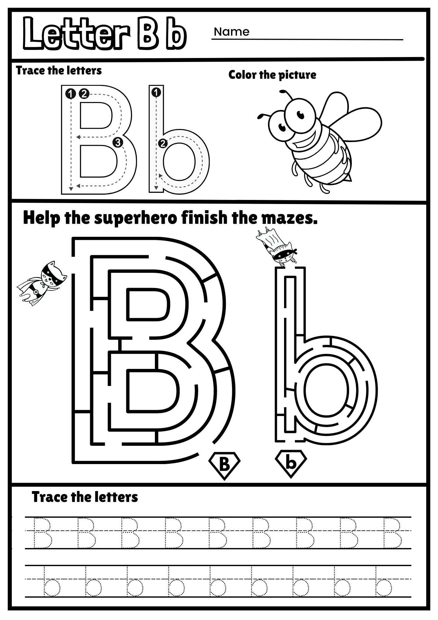 trace letter b trace letter b