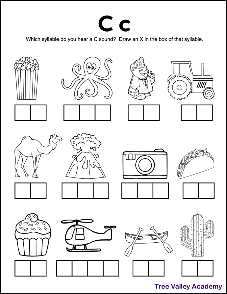 Letter C Sound Worksheets Tree Valley Academy