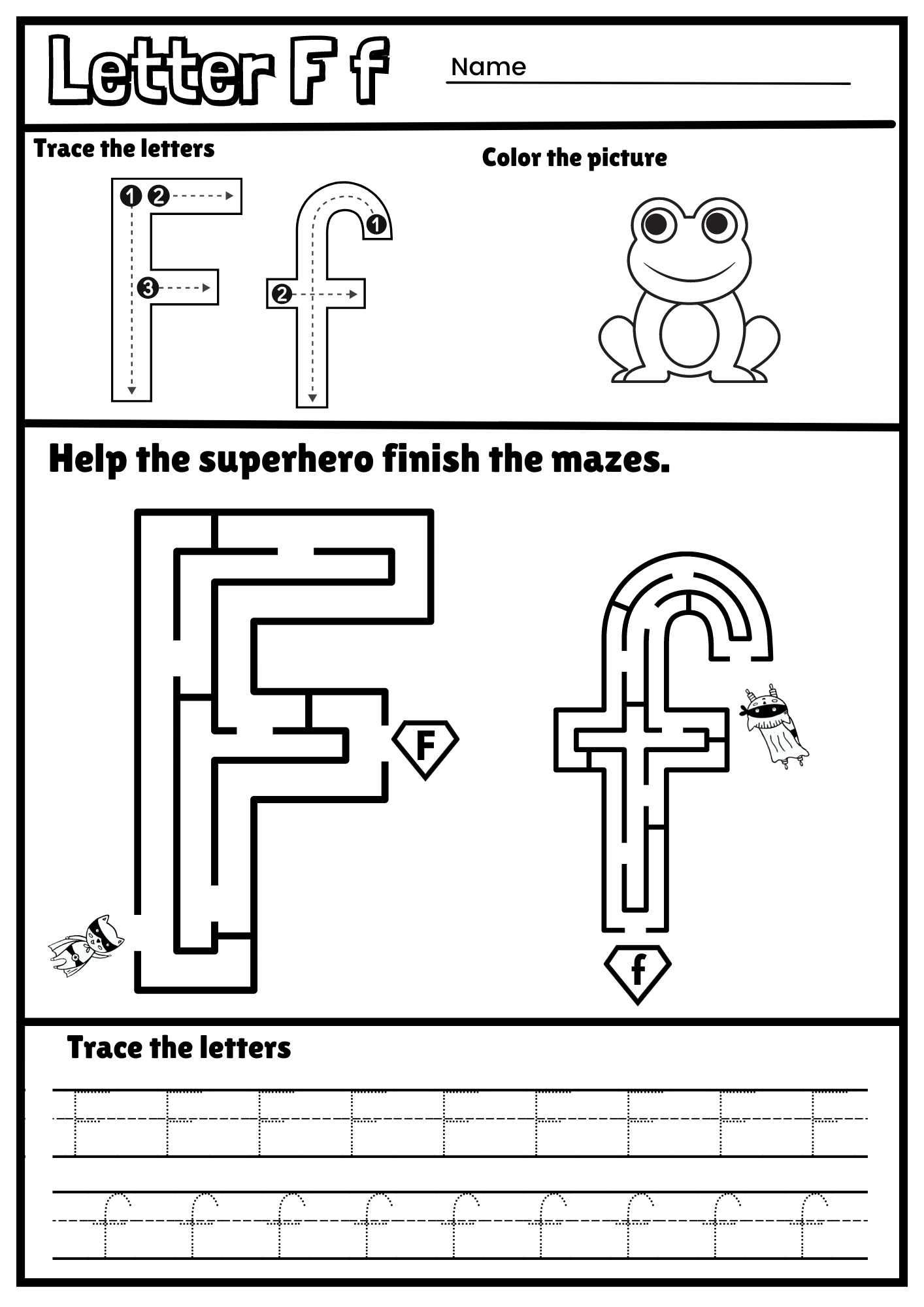 tracing letter f