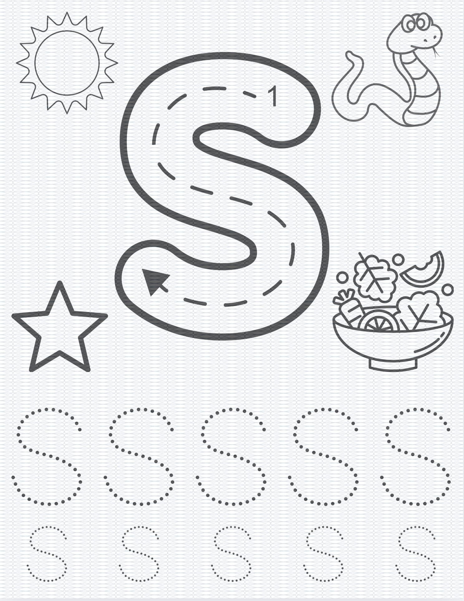 Letter S Worksheet Digital Print And Trace Etsy Israel