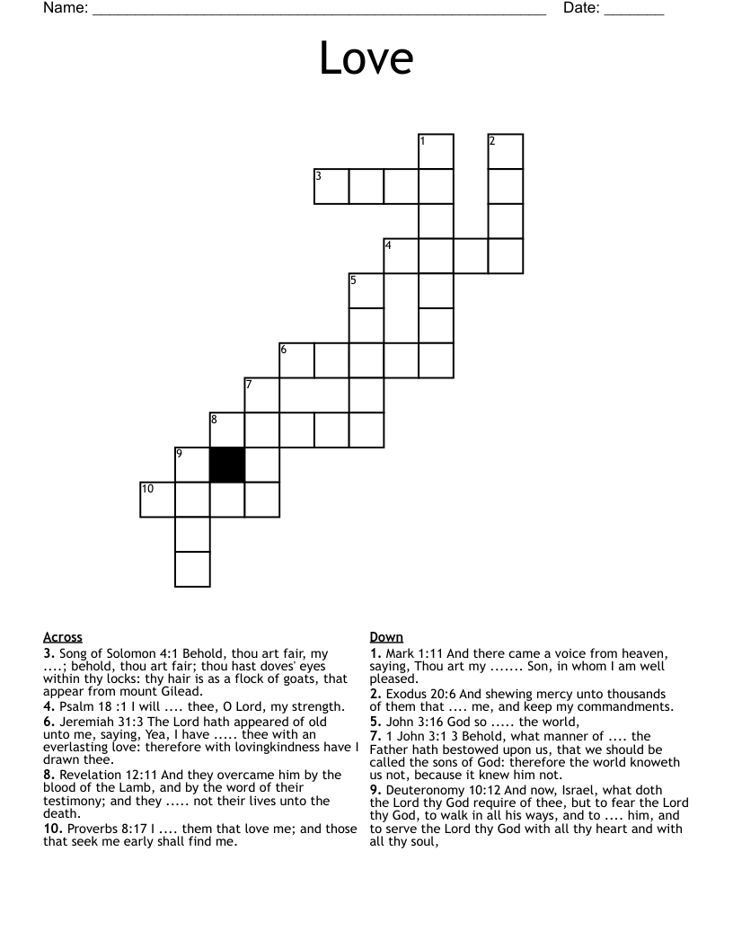 Love Crossword WordMint