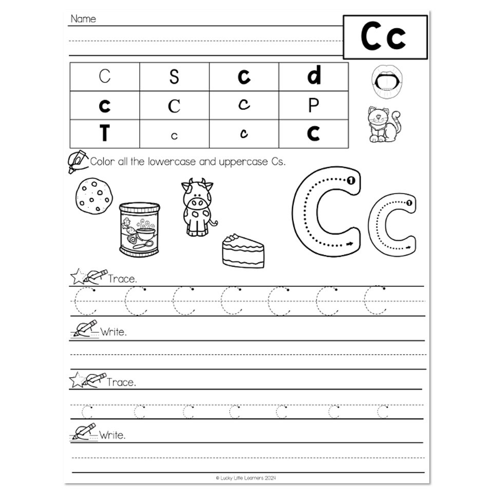Lucky To Learn Phonics Alphabet Letter C Worksheet Lucky Little Learners