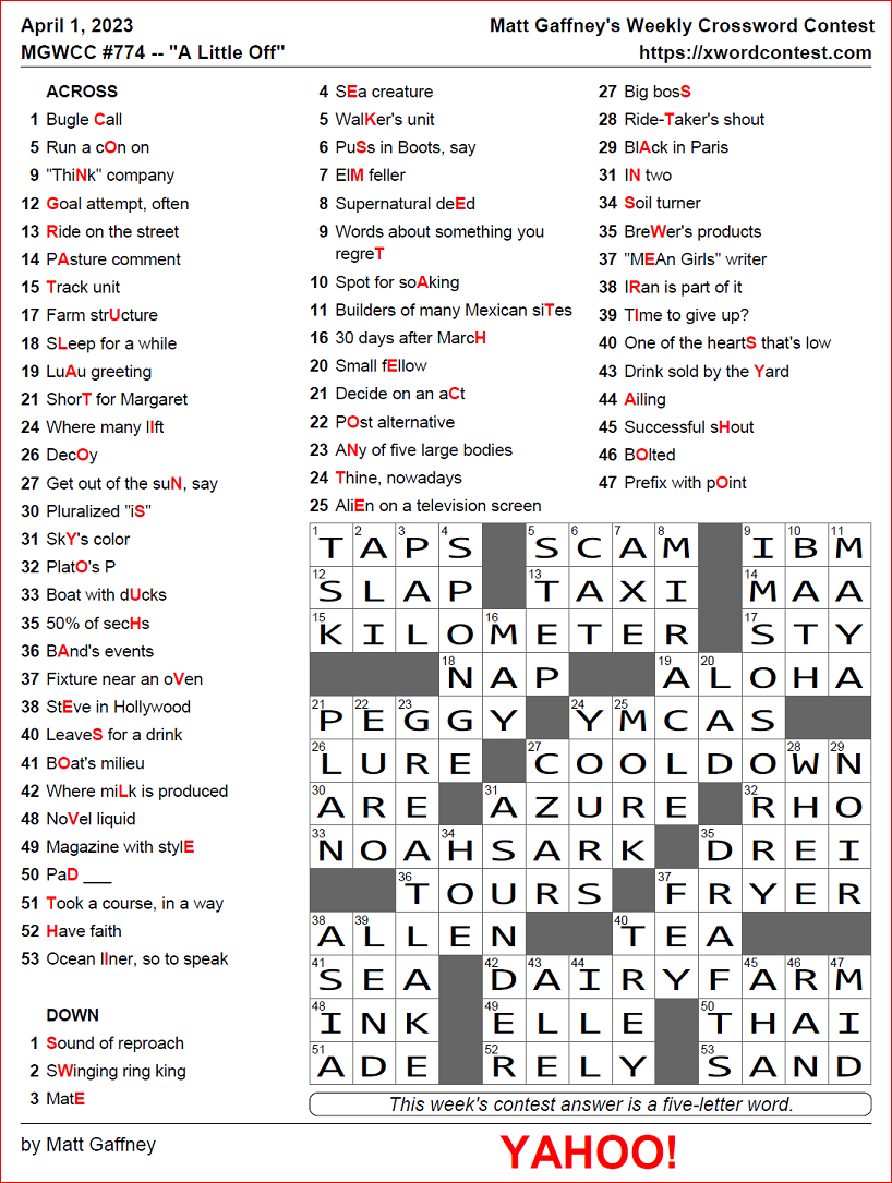 MGWCC 775 Friday April 7th 2023 Examples Abound Matt Gaffney s Weekly Crossword Contest