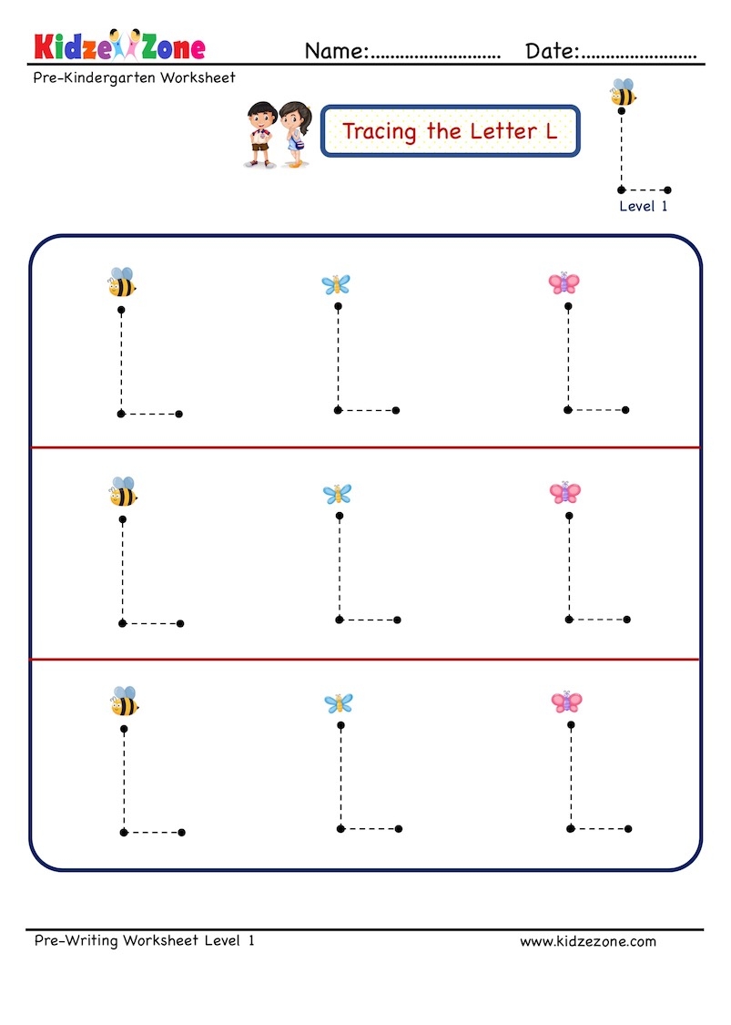 Preschool Letter L Tracing Worksheet KidzeZone Preschool Letter L Tracing Worksheet KidzeZone
