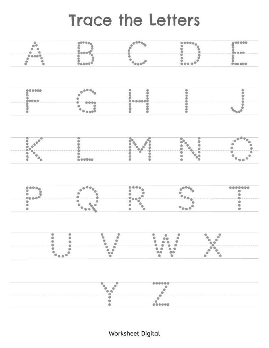Printable Worksheets Trace The Letters Uppercase A Z Preschool Kindergarten Homeschool Etsy Israel