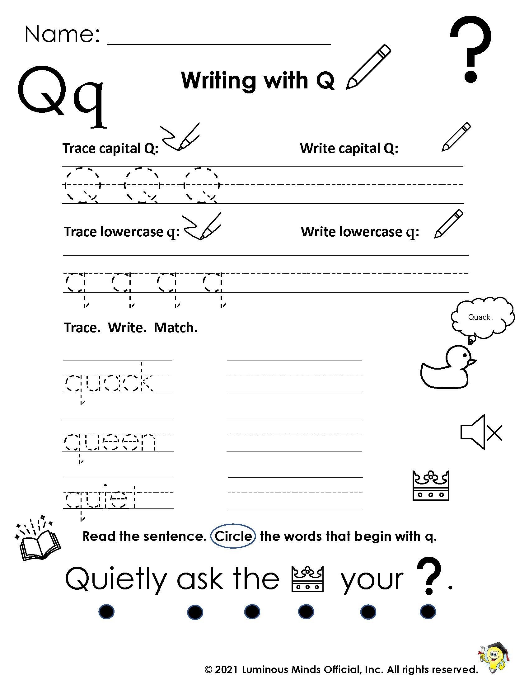 worksheets for the letter q worksheets for the letter q
