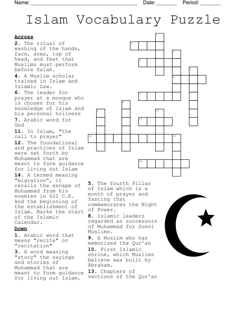 Religions Of SWA Crossword WordMint