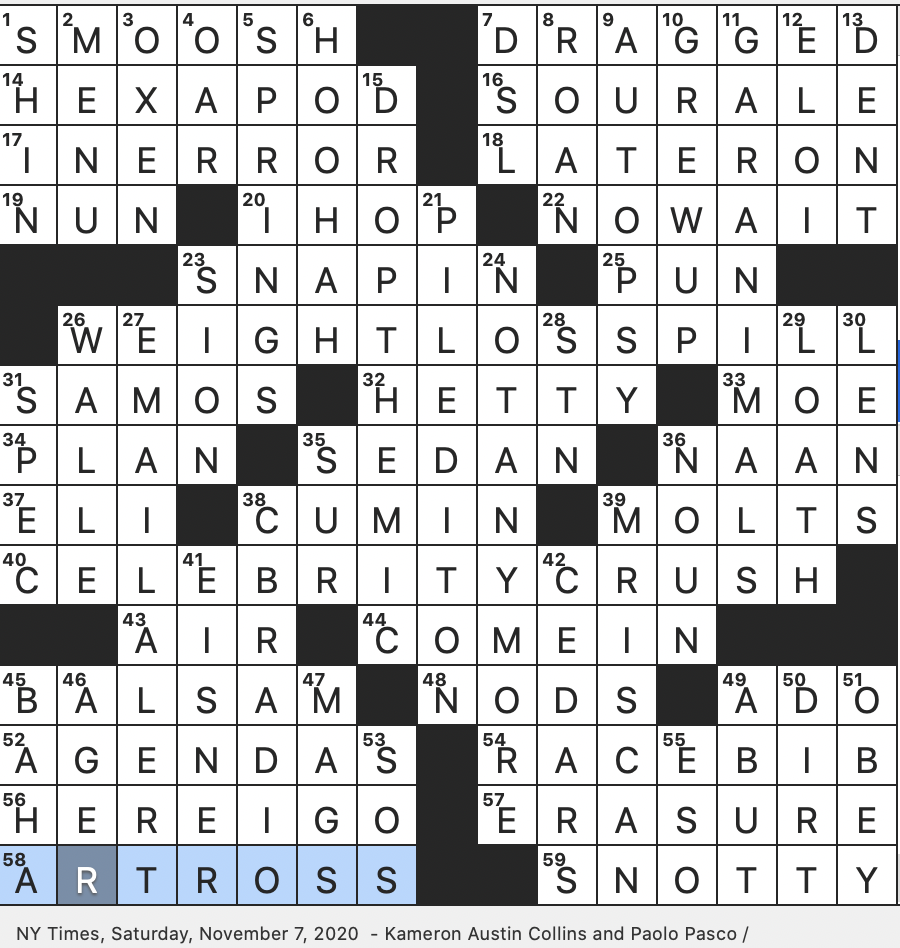 Rex Parker Does The NYT Crossword Puzzle Eponym Of NHL s Points Leader Award SAT 11 7 20 Cartoonish Will Who Popularized The Term Graphic Novel Mix and match Children s Clothing Brand Punctuate