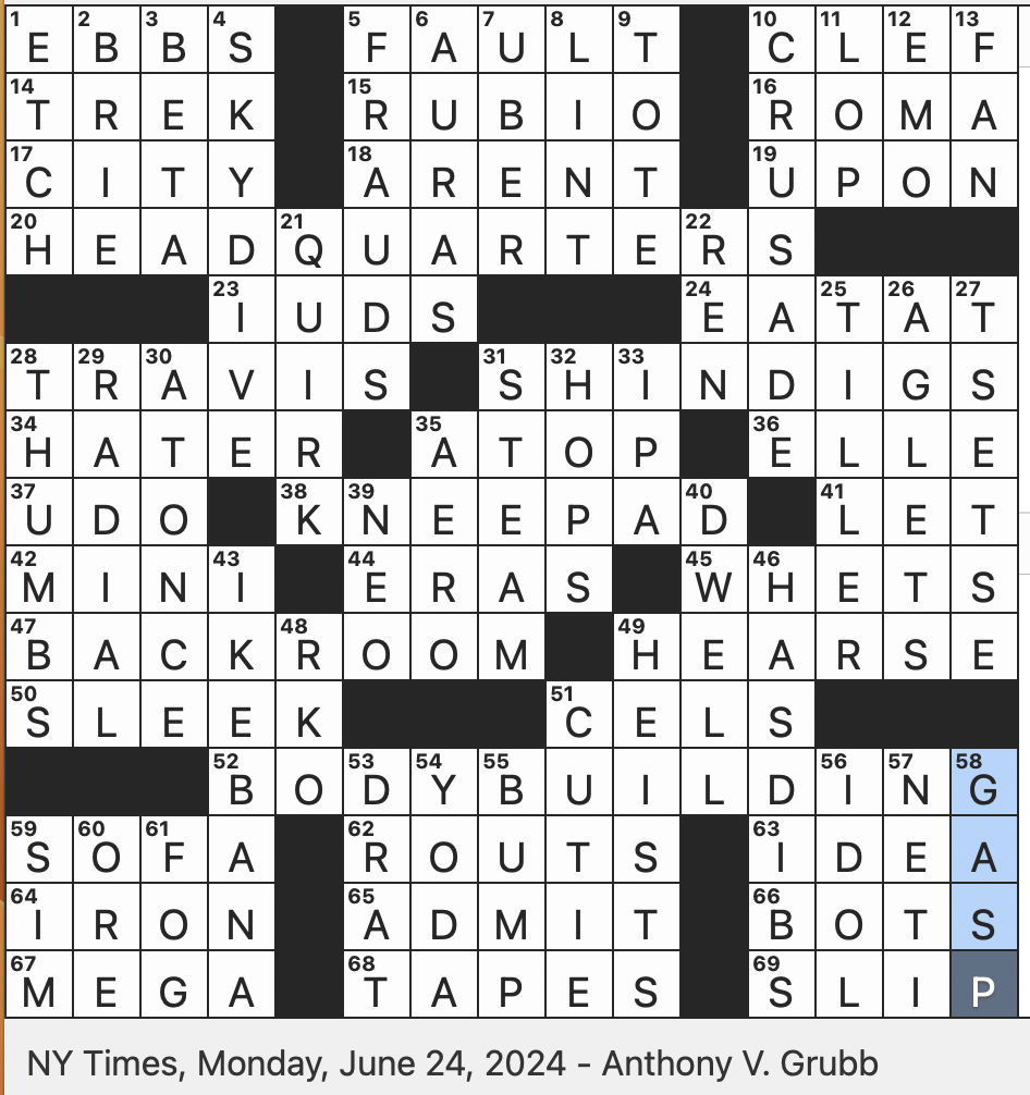 Rex Parker Does The NYT Crossword Puzzle Japanese Art Of Flower Arranging MON 6 24 24 Broody Subculture Lively Get togethers Figurative Setting For A Shady Deal Take A Leap