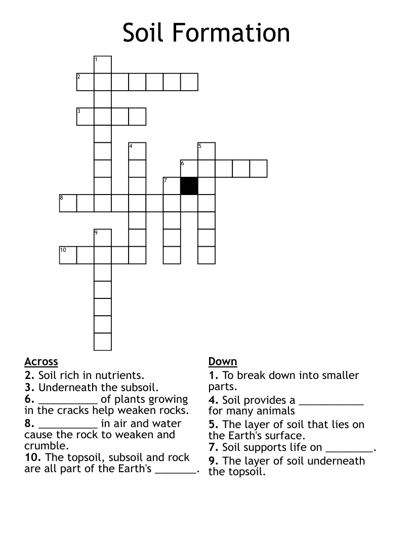 Soil Formation Crossword WordMint Soil Formation Crossword WordMint