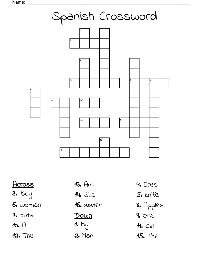 Spanish Crossword WordMint