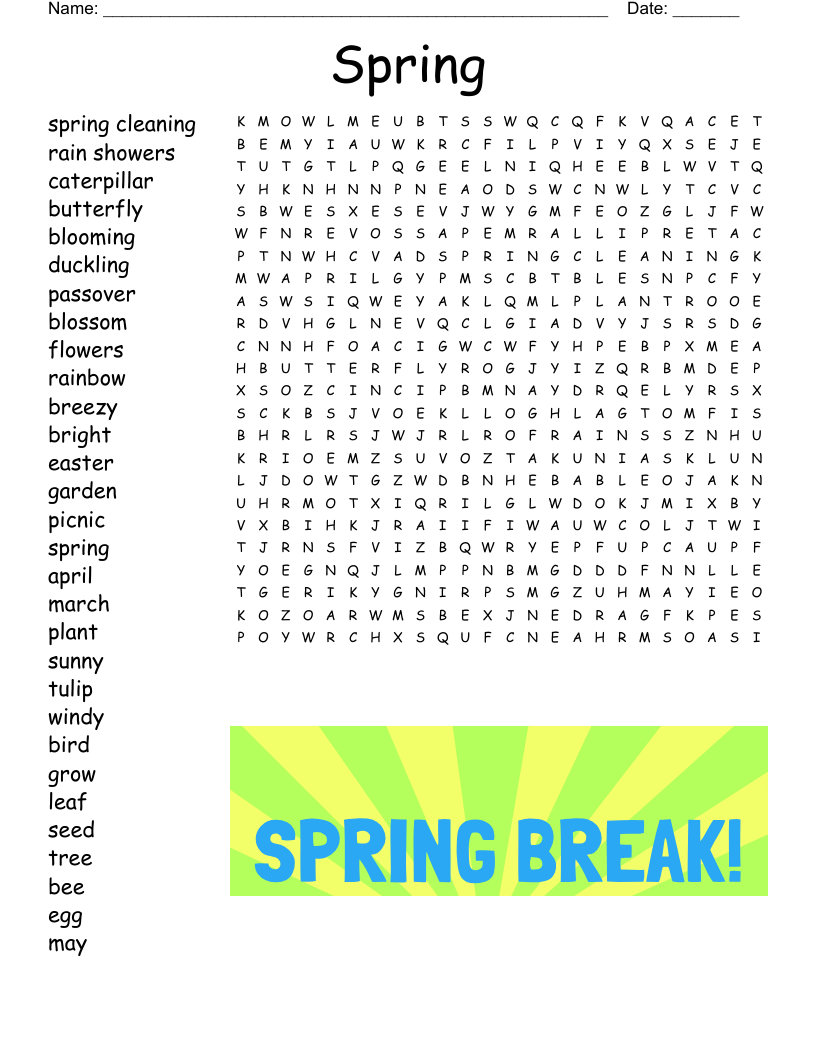 Spring Time Crossword WordMint