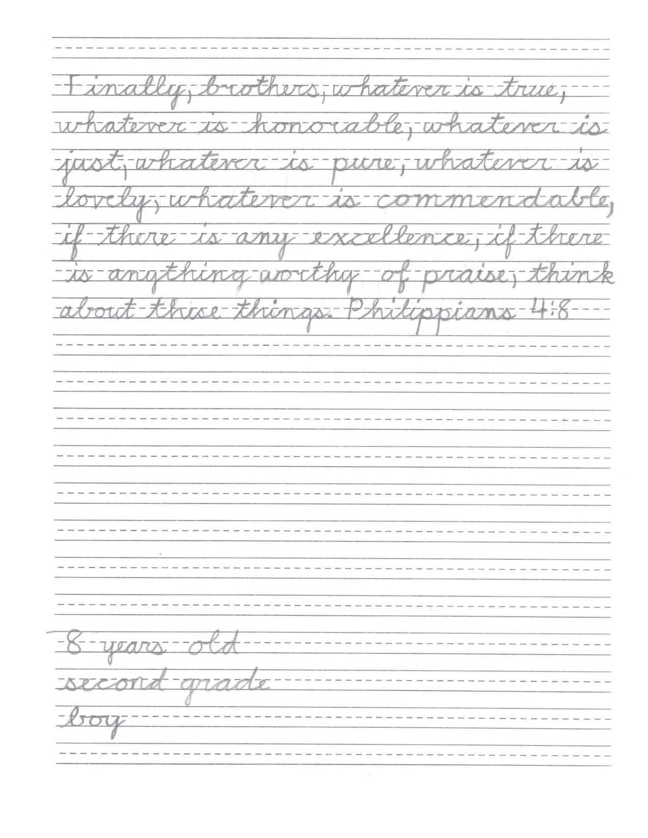 Student Cursive Writing Samples New American Cursive