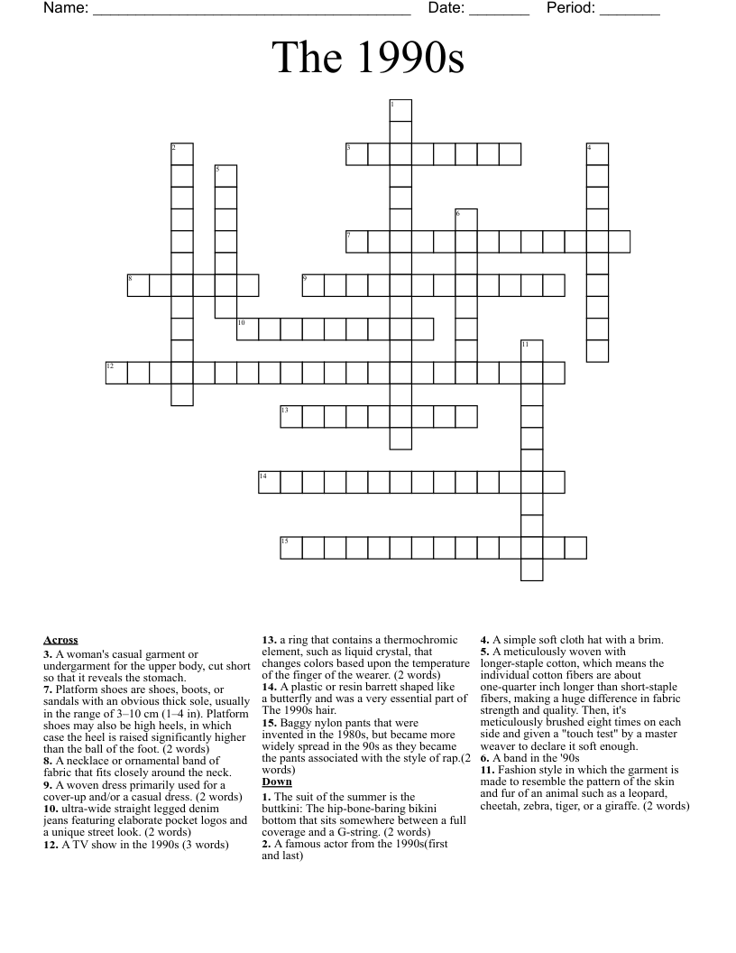 The 1990s Crossword WordMint