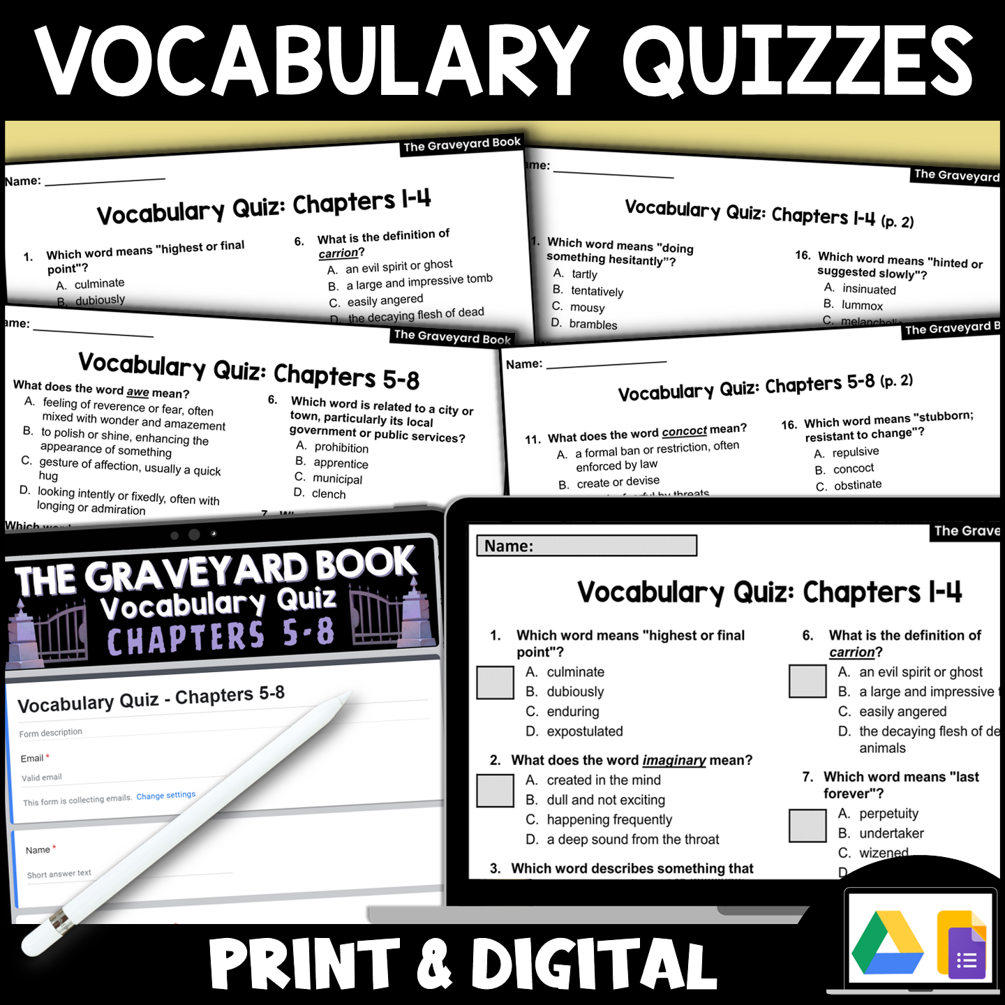 The Graveyard Book Novel Study Vocabulary Activities And Quizzes Made By Teachers