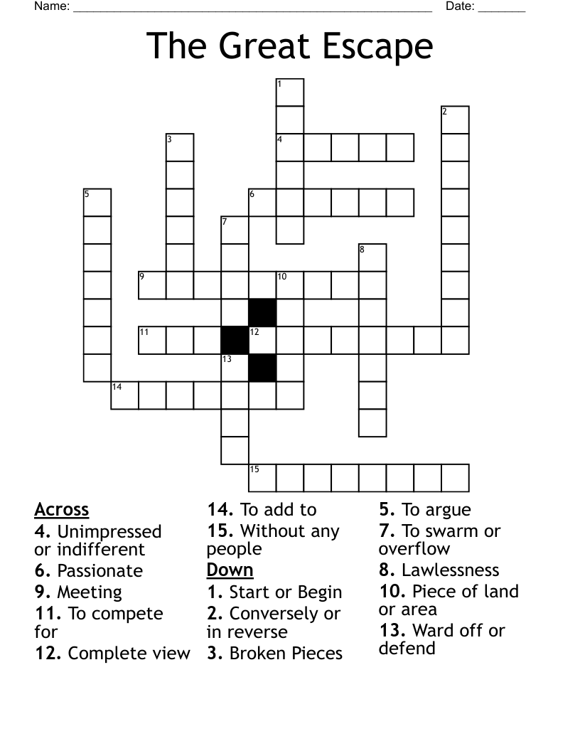 The Great Escape Crossword WordMint