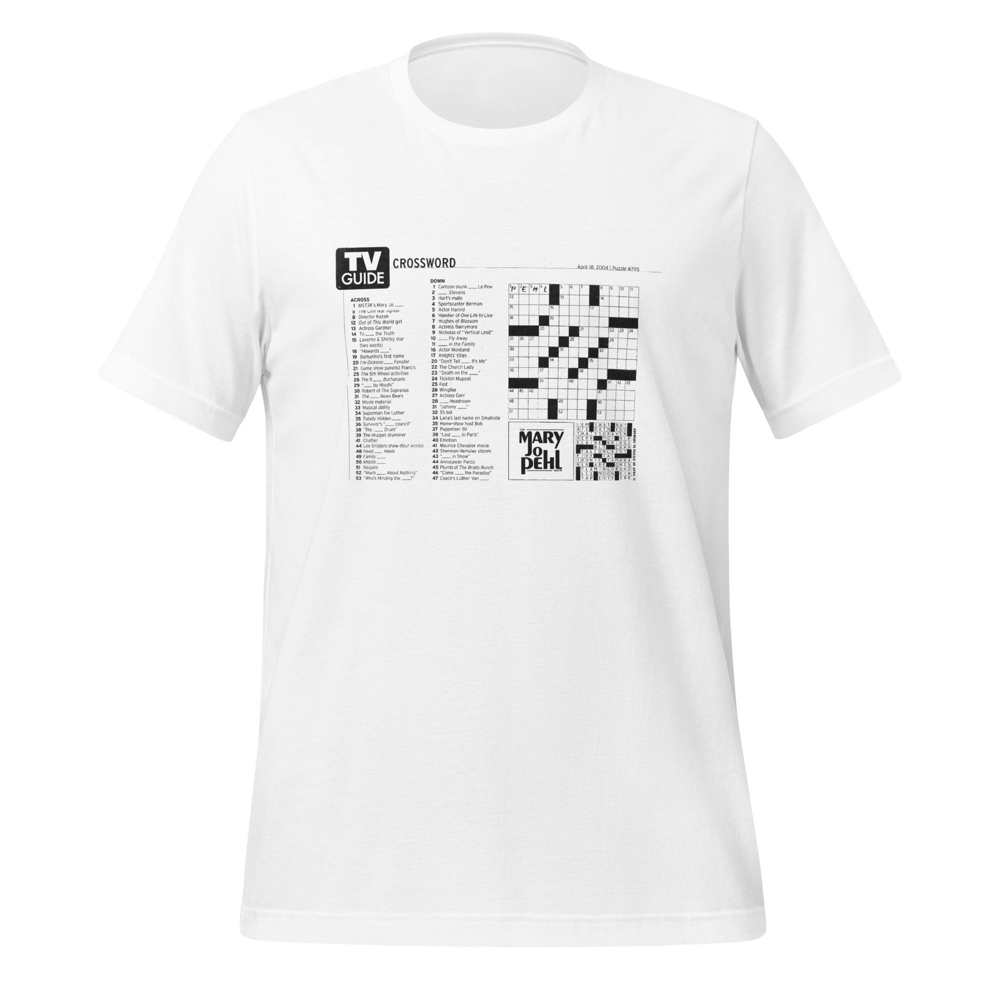 The Mary Jo Pehl Show TV Guide Crossword Design T Shirt Dumb Industries
