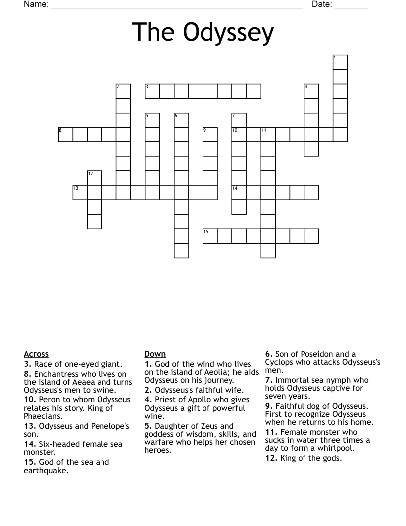 The Odyssey Crossword WordMint The Odyssey Crossword WordMint