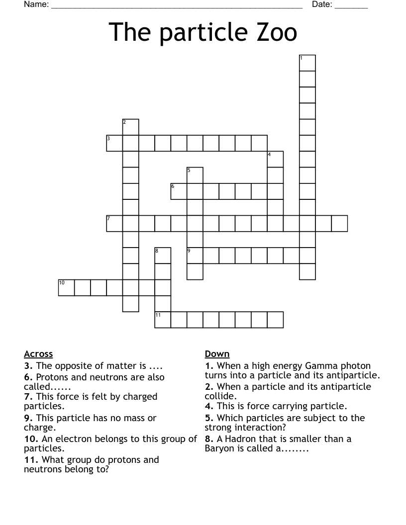 The Particle Zoo Crossword WordMint