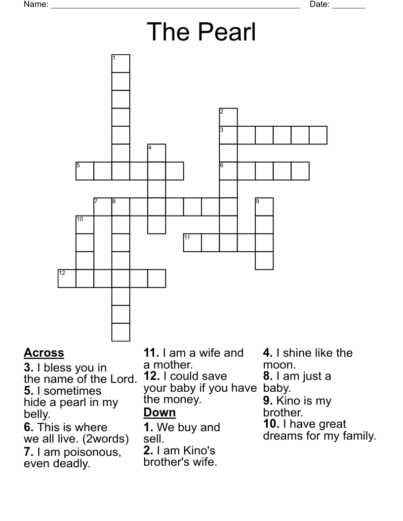 The Pearl Crossword WordMint The Pearl Crossword WordMint