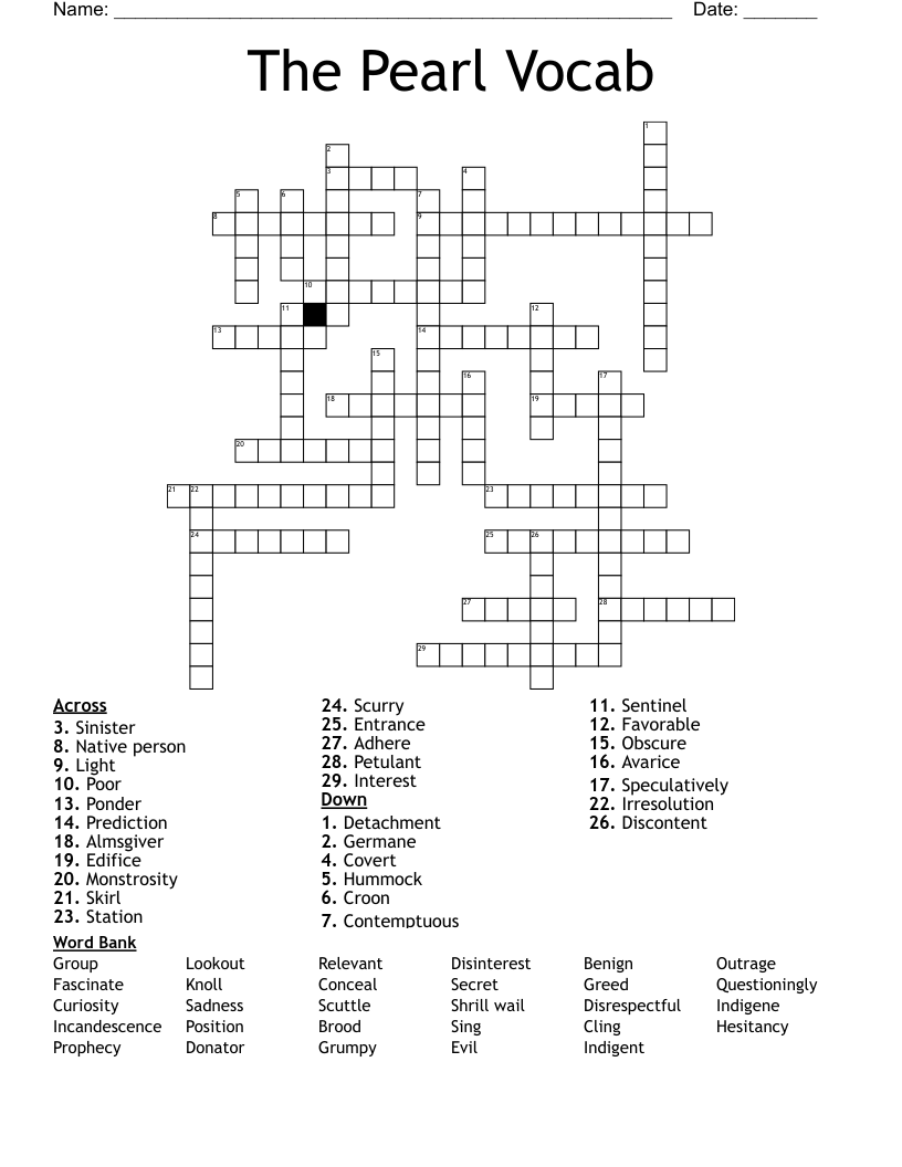 The Pearl Vocab Crossword WordMint